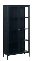 Witryna szklana loftowa Carmel 190 cm czarna do salonu na alkohol