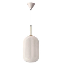 Nowoczesna lampa wisząca CRESTO biała i złota do salonu lub nad stół szklany klosz