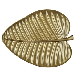 Taca dekoracyjna Liść Intesi złota nowoczesna do salonu glamour 30 cm MDF