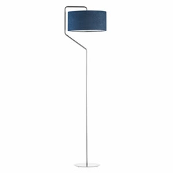 Lampa podłogowa do salonu glamour TESALLIA Lysne niebieska z welurowym abażurem 156 cm