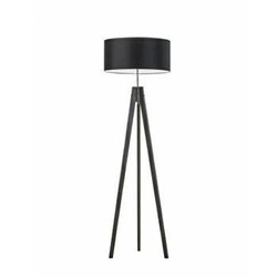 Lampa stojąca do salonu HAITI czarna drewniana glamour z abażurem Lysne 138 cm