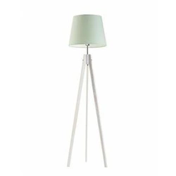 Lampa podłogowa drewniana trójnóg z abażurem miętowym ARUBA do salonu i sypialni Lysne