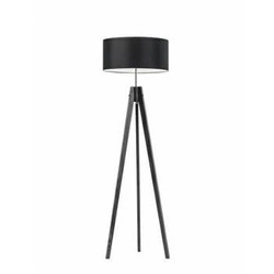 Lampa podłogowa drewniana HAITI czarna z abażurem glamour do salonu i sypialni LYSNE