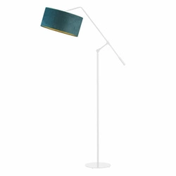 Lampa stojąca do salonu Liberia Lysne zielona glamour z regulacją wysokości i abażurem