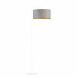 Lampa podłogowa do salonu BOLIVIA GOLD szara welurowa nowoczesna z abażurem glamour Lysne