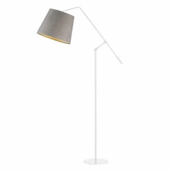 FOYA GOLD nowoczesna lampa podłogowa z welurowym abażurem szara regulowana do salonu