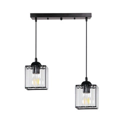 Lampa wisząca Glassia nowoczesna czarna z kryształami do salonu i jadalni regulowana