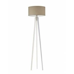 Lampa podłogowa drewniana trójnóg MIAMI beżowy abażur glamour do salonu i sypialni