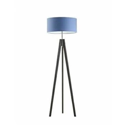Lampa stojąca do salonu HAITI niebieska z abażurem, drewniana glamour Lysne 138 cm