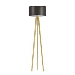 Lampa podłogowa MIAMI trójnóg glamour brązowy abażur dębowa podstawa do salonu Lysne
