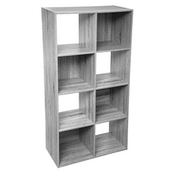 Regał na książki Kali szary nowoczesny 8 półek do salonu i biura płyta MDF 134 cm