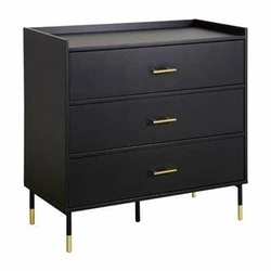 Komoda Tedy czarna glamour z szufladami 80 cm nowoczesna komoda do salonu lub sypialni