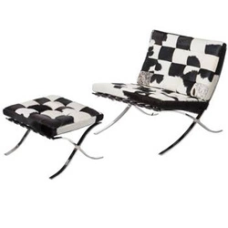 Fotel wypoczynkowy BA1 skóra naturalna z podnóżkiem inspirowany Barcelona do salonu