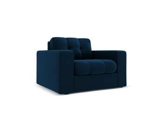 Fotel wypoczynkowy Justin Royal Blue Velvet do salonu welur glamour z podłokietnikami niebieski