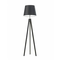 Lampa stojąca do salonu ARUBA czarna z abażurem drewniana trójnóg glamour Lysne 149 cm