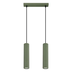 Lampa wisząca KARBON 2 zielona oliwka do salonu i kuchni, regulowana, nowoczesna
