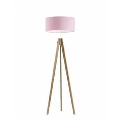 Lampa podłogowa HAITI różowa do pokoju dziecięcego drewniana z abażurem LYSNE 138 cm
