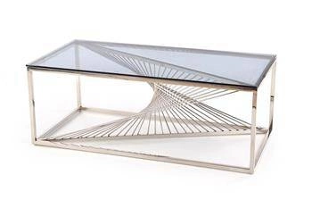 Stolik kawowy Infinity Intesi prostokątny szklany nowoczesny do salonu chrom dymiony 120x60
