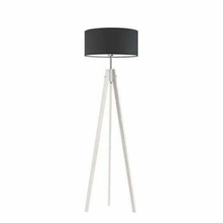 Lampa stojąca do salonu HAITI grafitowy abażur biała drewniana glamour Lysne 138 cm