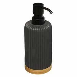 Dozownik do mydła Modern czarny z bambusem i kamieniem do łazienki 270 ml 5five