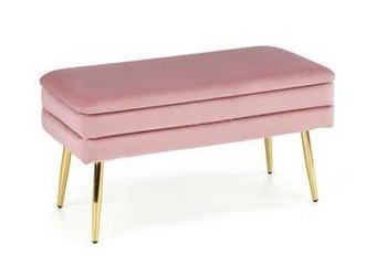 Ławka tapicerowana Vanel welurowa ze schowkiem do przedpokoju glamour różowa złota 78 cm