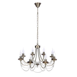 Lampa wisząca glamour Muza patyna 8-punktowa metalowa do salonu i sypialni 60 cm