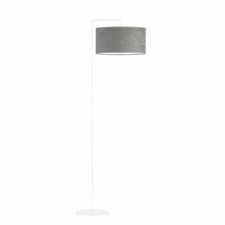 Lampa podłogowa BOLIVIA szara welurowa z abażurem nowoczesna do salonu i sypialni Lysne