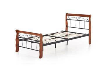 Łóżko jednoosobowe Vera 90x200 drewniane i metalowe vintage do sypialni czarne