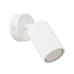 Kinkiet ścienny KARBON biały z włącznikiem, aluminiowy, nowoczesny do sypialni lub salonu