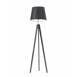 Lampa podłogowa czarna z abażurem drewniana trójnóg ARUBA do salonu i sypialni Lysne