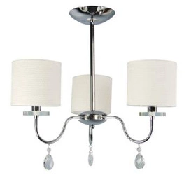Lampa wisząca Estera 3-punktowa glamour chrom beżowa do salonu i jadalni