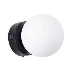 Nowoczesny kinkiet ścienny YOLI 1 czarny SOLLUX LIGHTING kula do sypialni i salonu 14 cm