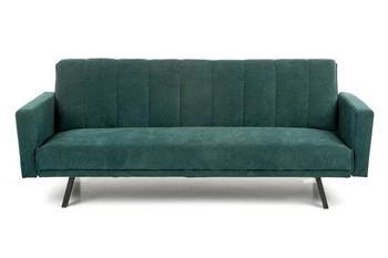 Sofa rozkładana z funkcją spania Flow 3 osobowa welurowa zielona ciemna do salonu nowoczesna Intesi