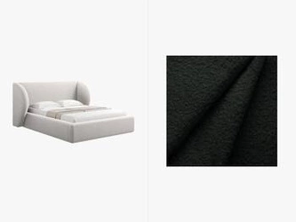 Łóżko do sypialni Miley 200x200 czarne nowoczesne z pojemnikiem boucle glamour
