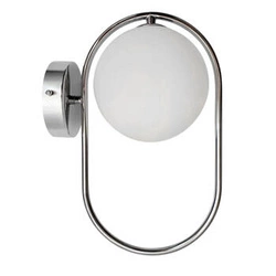 Kinkiet ścienny Cordel nowoczesny chrom biały klosz do sypialni salonu i kuchni 32 cm