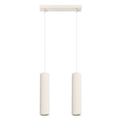 Lampa wisząca Karbon 2 beżowa regulowana do salonu i kuchni minimalistyczna aluminium