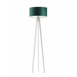 Lampa podłogowa trójnóg Miami glamour z abażurem butelkowa zieleń do salonu Lysne