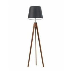 Lampa podłogowa trójnóg Aruba czarna z abażurem drewniana do salonu Lysne 149 cm