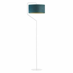 Lampa stojąca do salonu TESALLIA GOLD zielona welurowy abażur glamour nowoczesna Lysne 156 cm