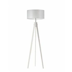 Lampa podłogowa drewniana HAITI z jasnoszarym abażurem do salonu i pokoju dziecięcego
