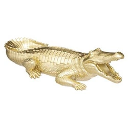 Figurka dekoracyjna Victor krokodyl złoty 39 cm glamour do salonu Atmosphera na prezent