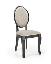 Krzesło tapicerowane Gilbert do jadalni beżowe z czarnymi nogami vintage glamour Intesi