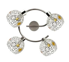 Lampa sufitowa glamour Aron spirala kryształowa chrom bursztyn 4-punktowa do salonu