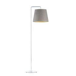 Lampa stojąca do salonu RIJAD GOLD szara nowoczesna glamour z welwetowym abażurem Lysne