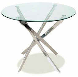 Stół okrągły szklany Briller 90 cm glamour do jadalni i salonu na chromowanych nogach