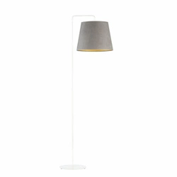 Lampa podłogowa RIJAD GOLD szara nowoczesna z welurowym abażurem do salonu glamour Lysne