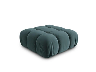 Pufa Bellis niebieska welurowa pikowana glamour do salonu i sypialni 94x94 cm