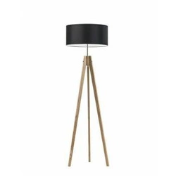 Lampa stojąca drewniana HAITI czarna z abażurem glamour do salonu i sypialni LYSNE