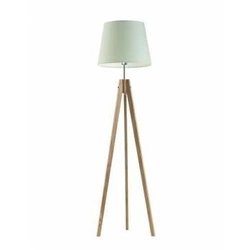 Lampa podłogowa drewniana trójnóg Aruba miętowy abażur do salonu i sypialni Lysne