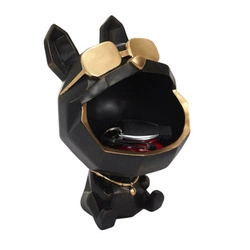 Figurka dekoracyjna organizer pies w okularach czarny Intesi glamour do salonu 23,5 cm